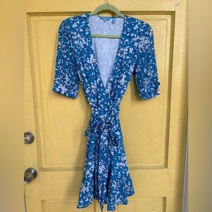Draper James blue floral wrap dress